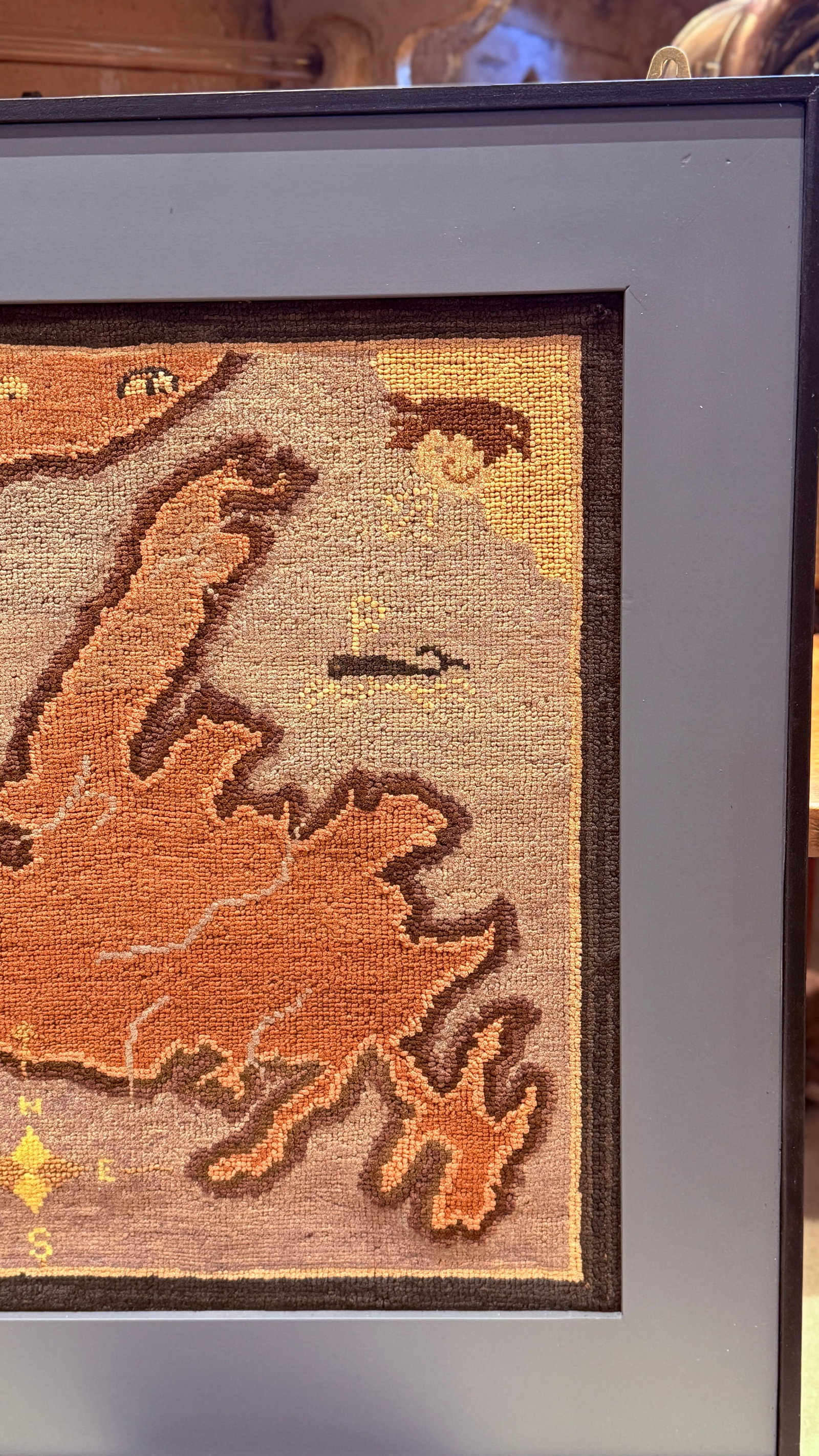 1930's Grenfell Mat – Map of Newfoundland With Whale, Sailing Ship & Coastal Settlements - 5