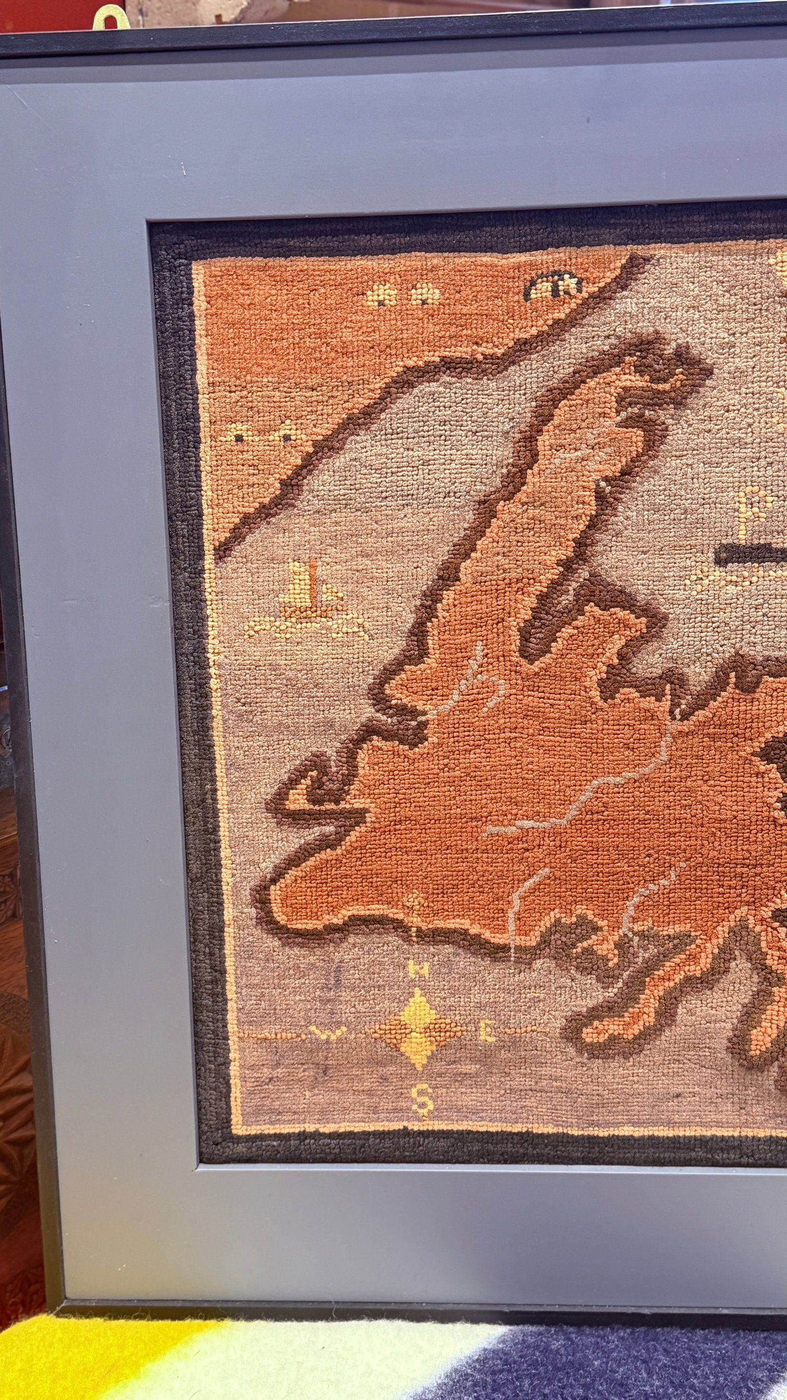 1930's Grenfell Mat – Map of Newfoundland With Whale, Sailing Ship & Coastal Settlements - 6