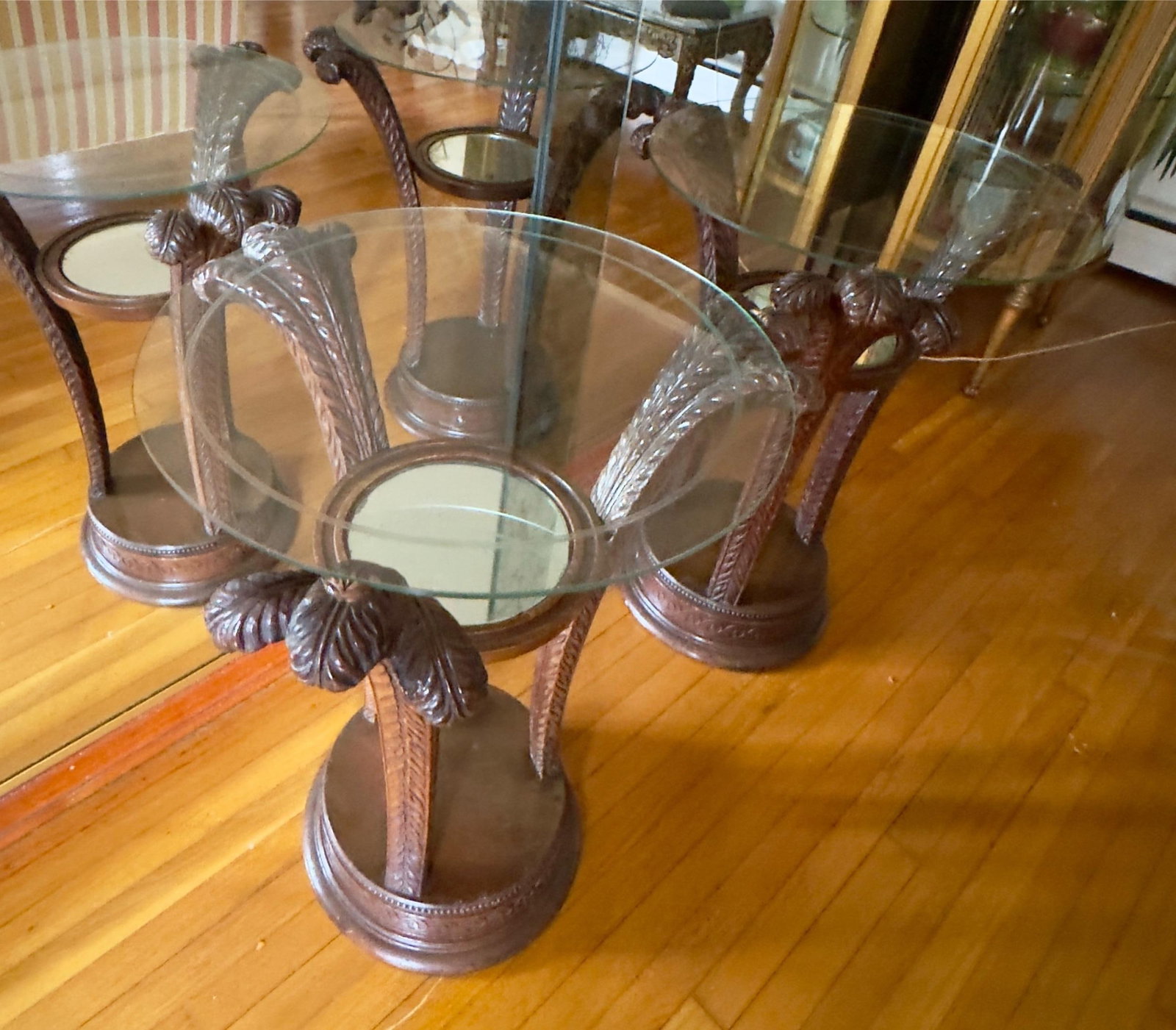Antique Art Nouveau Grosfeld House Plume Base Side Table Set - 11