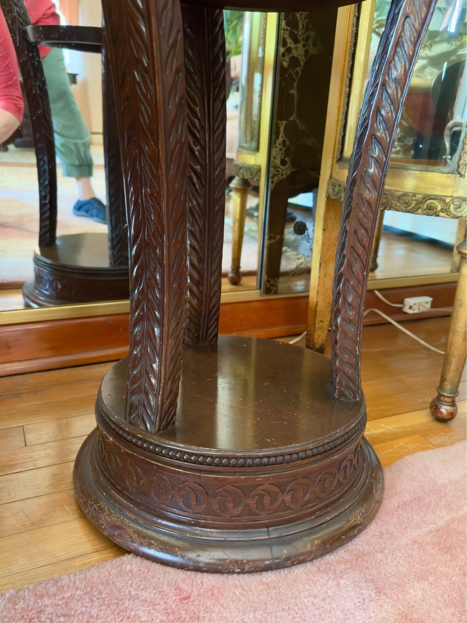 Antique Art Nouveau Grosfeld House Plume Base Side Table Set - 3