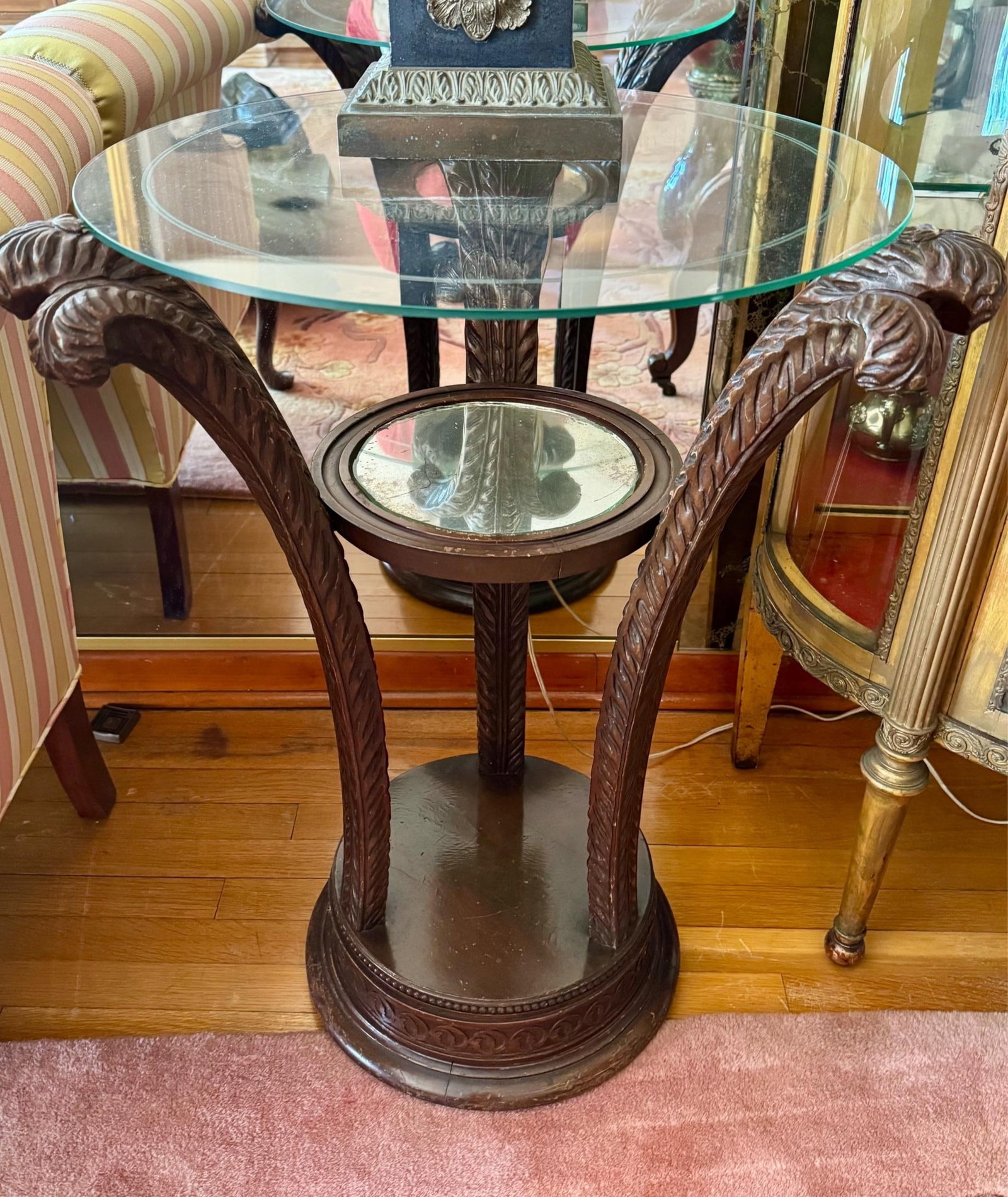 Antique Art Nouveau Grosfeld House Plume Base Side Table Set - 4