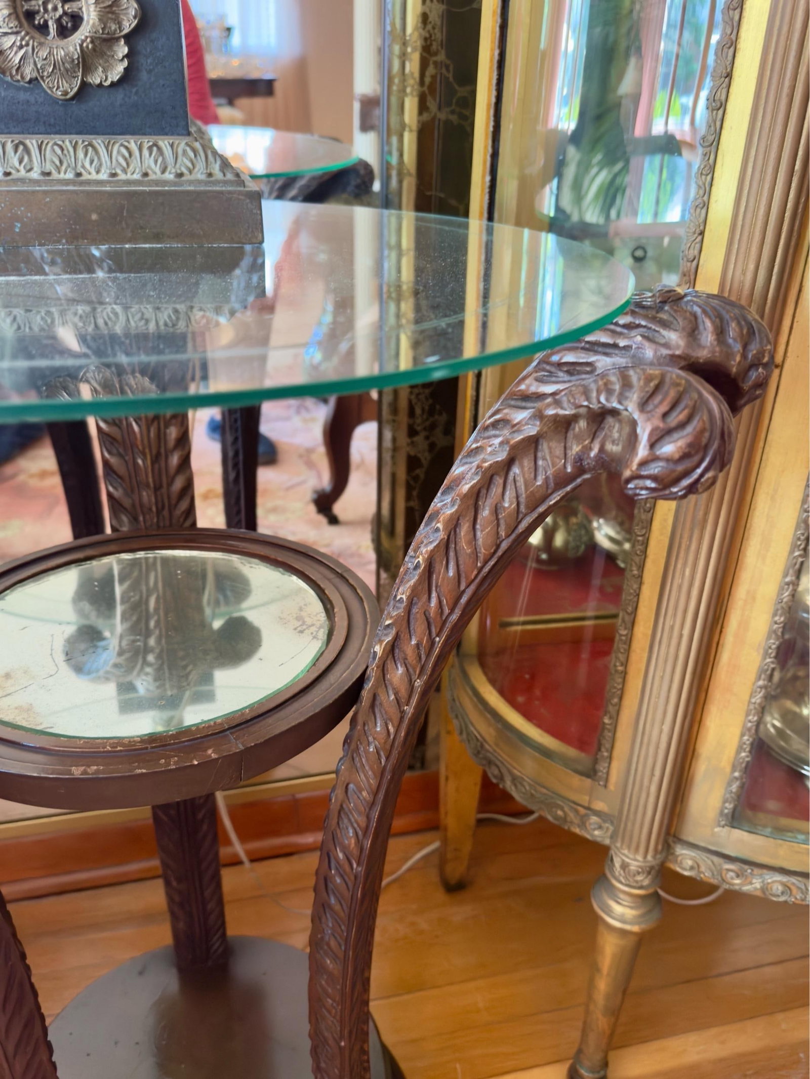 Antique Art Nouveau Grosfeld House Plume Base Side Table Set - 5