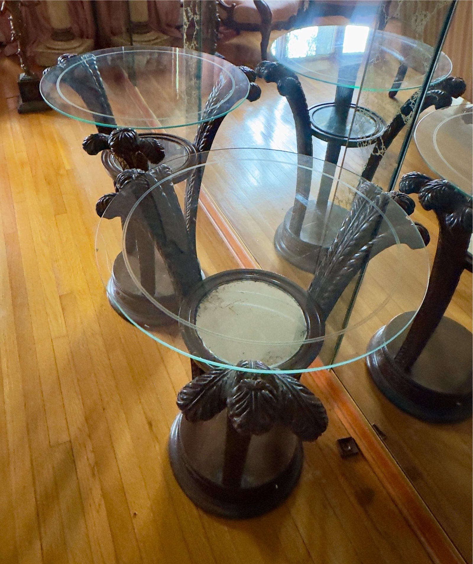 Antique Art Nouveau Grosfeld House Plume Base Side Table Set - 7