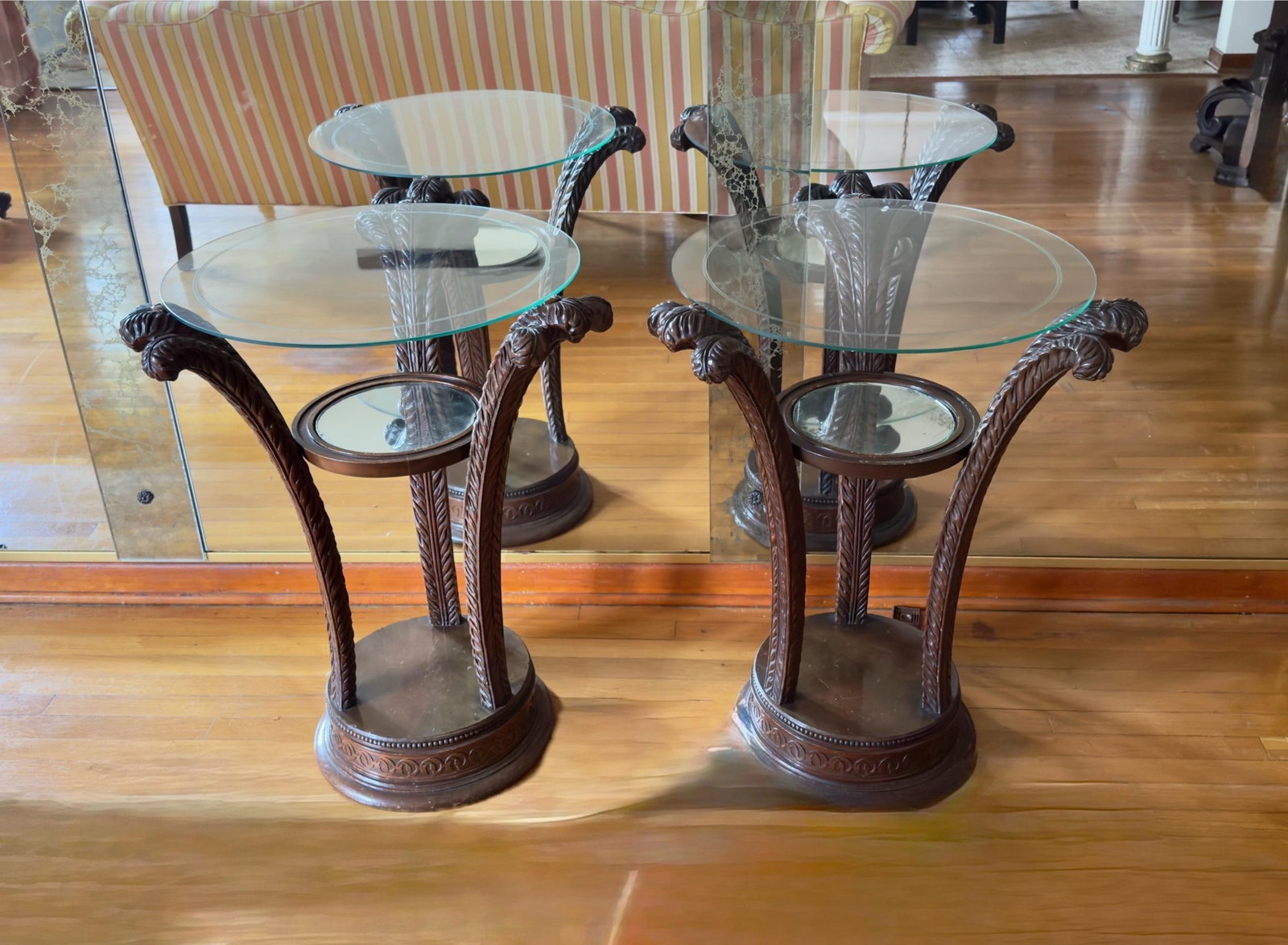 Antique Art Nouveau Grosfeld House Plume Base Side Table Set - 8