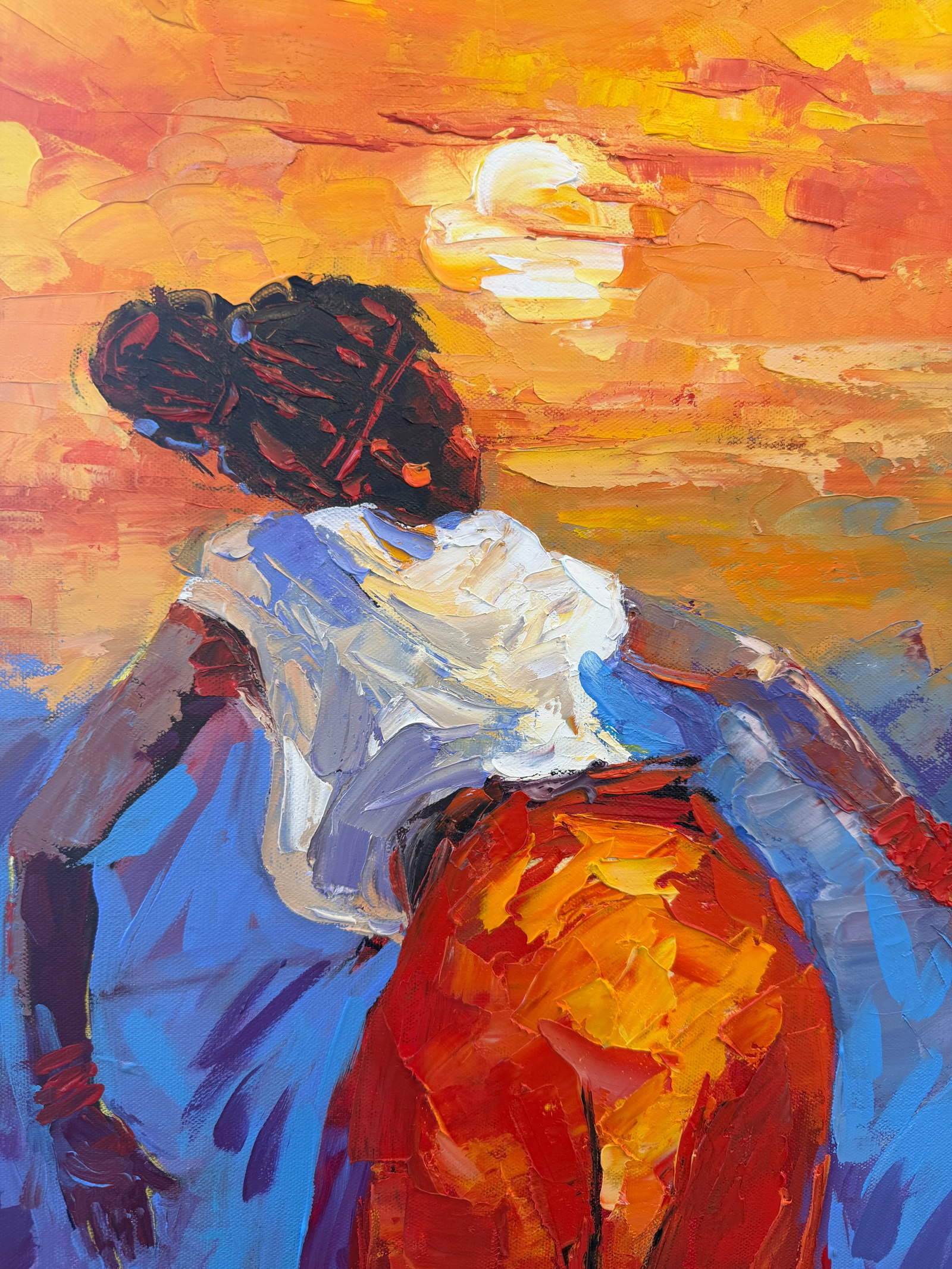 Dancing as the Sun Dies, Impasto Oil Painting by Godfrey Afebuame (2026) - 3