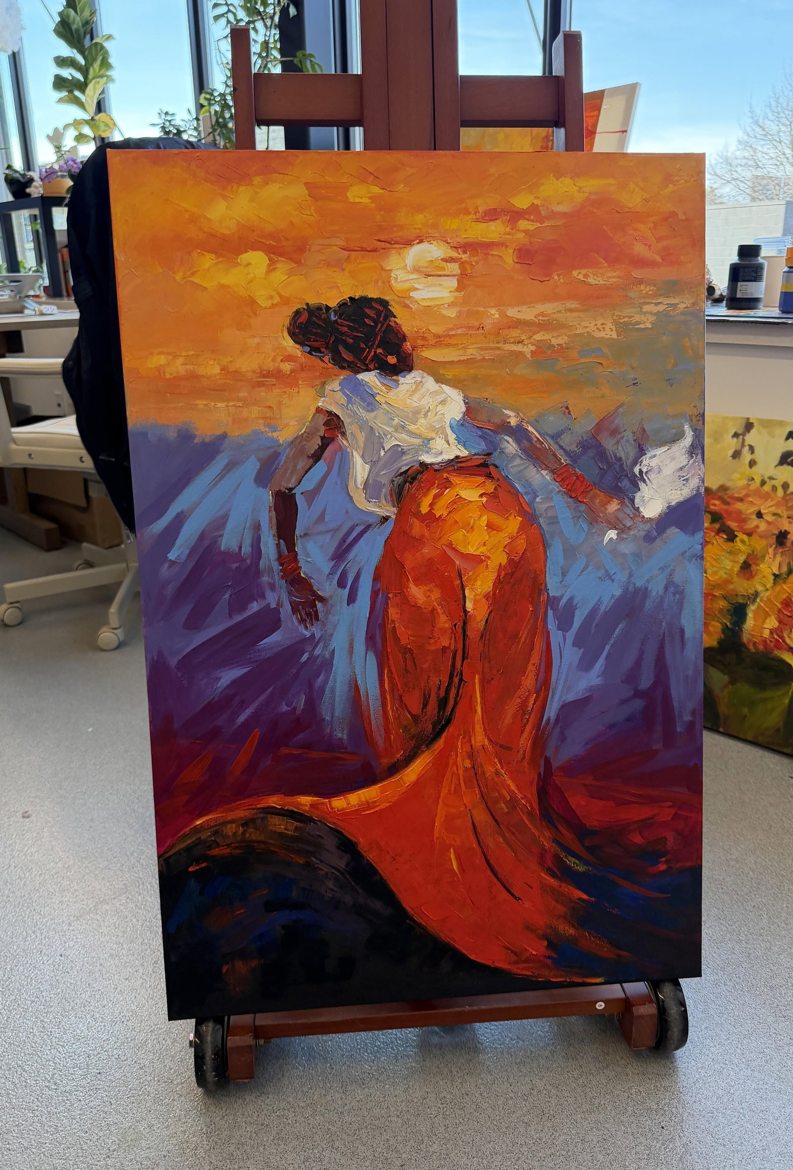 Dancing as the Sun Dies, Impasto Oil Painting by Godfrey Afebuame (2026) - 4