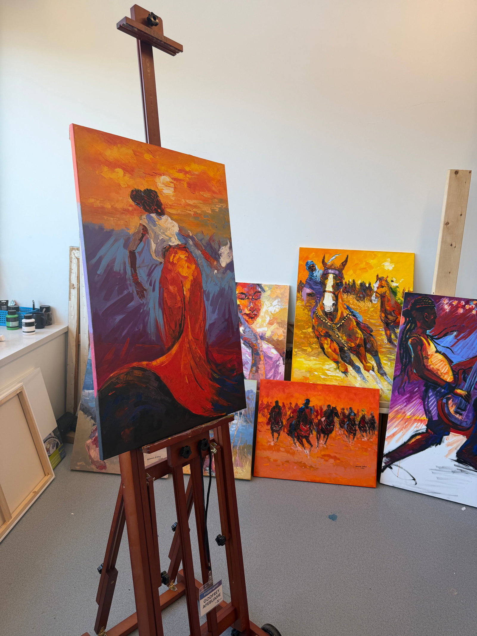 Dancing as the Sun Dies, Impasto Oil Painting by Godfrey Afebuame (2026) - 5
