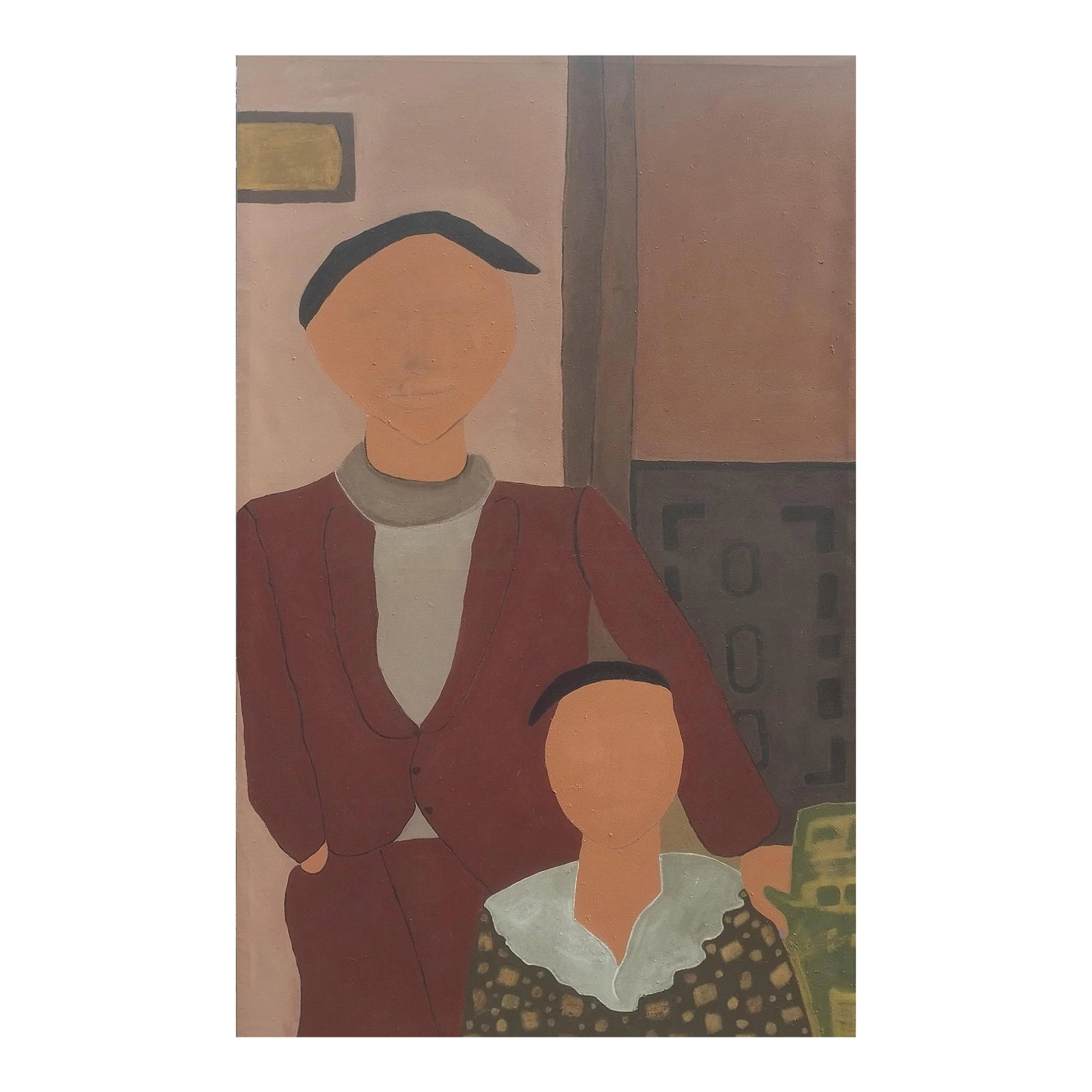 Threads of Connection, Acrylic Painting by David Akolo, (2025): This painting explores the intricate relationship that binds individuals together despite their differences. The two figures, each dressed in distinct colors and patterns, symbolise the diversity of