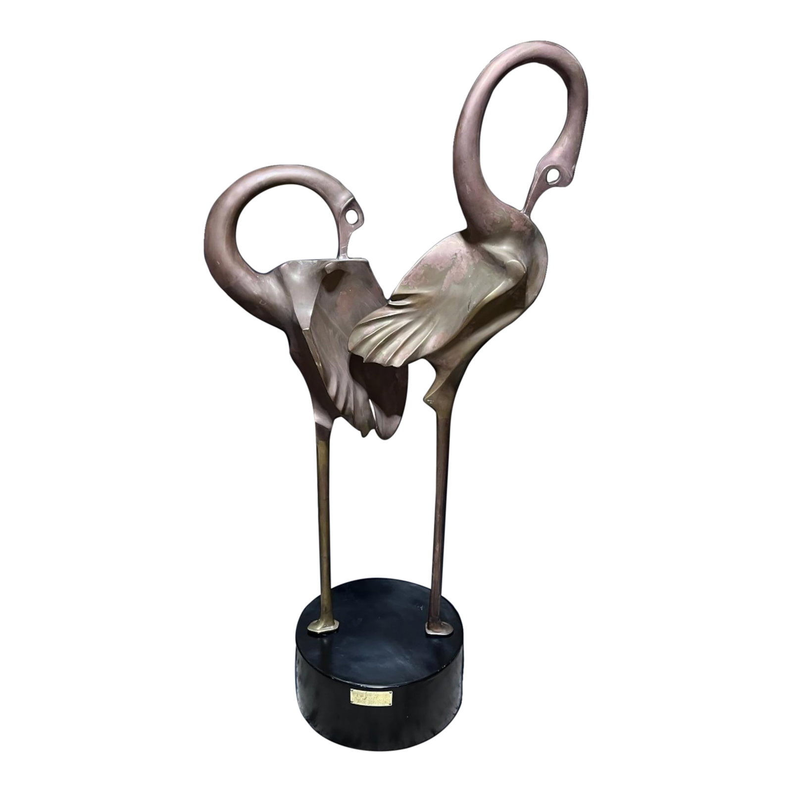 1980s Monumental Signed Somchai Hattakitkosol Bronze Flamingo Sculpture, 56" High - 2
