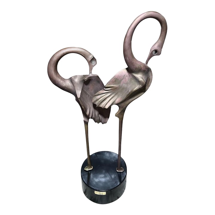 1980s Monumental Signed Somchai Hattakitkosol Bronze Flamingo Sculpture, 56" High - 3