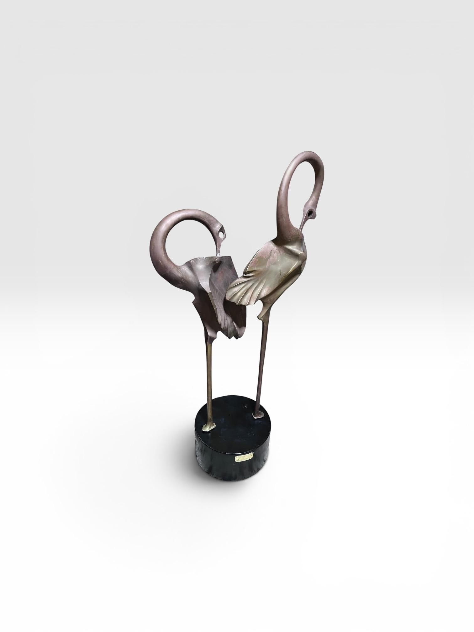 1980s Monumental Signed Somchai Hattakitkosol Bronze Flamingo Sculpture, 56" High - 7