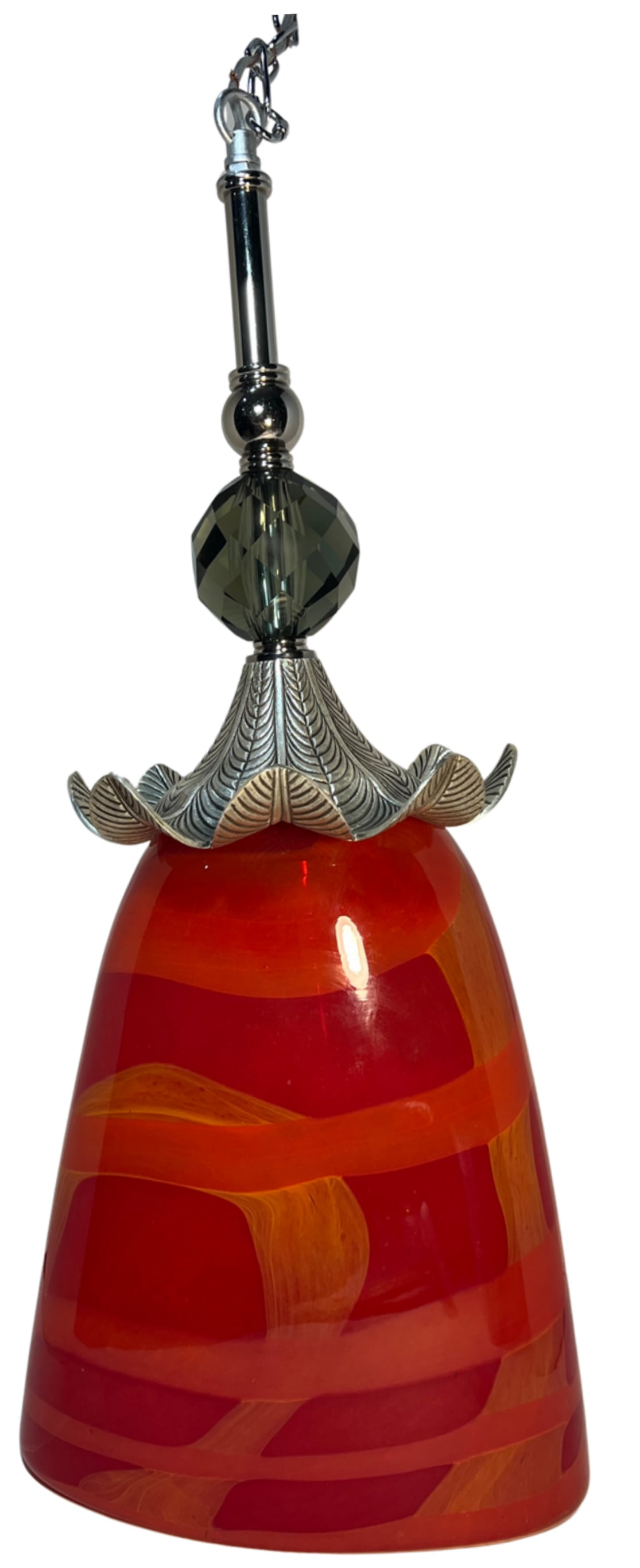 Late 20th Century Murano Orange Red Abstract Flower Bud Pendant Light - 16
