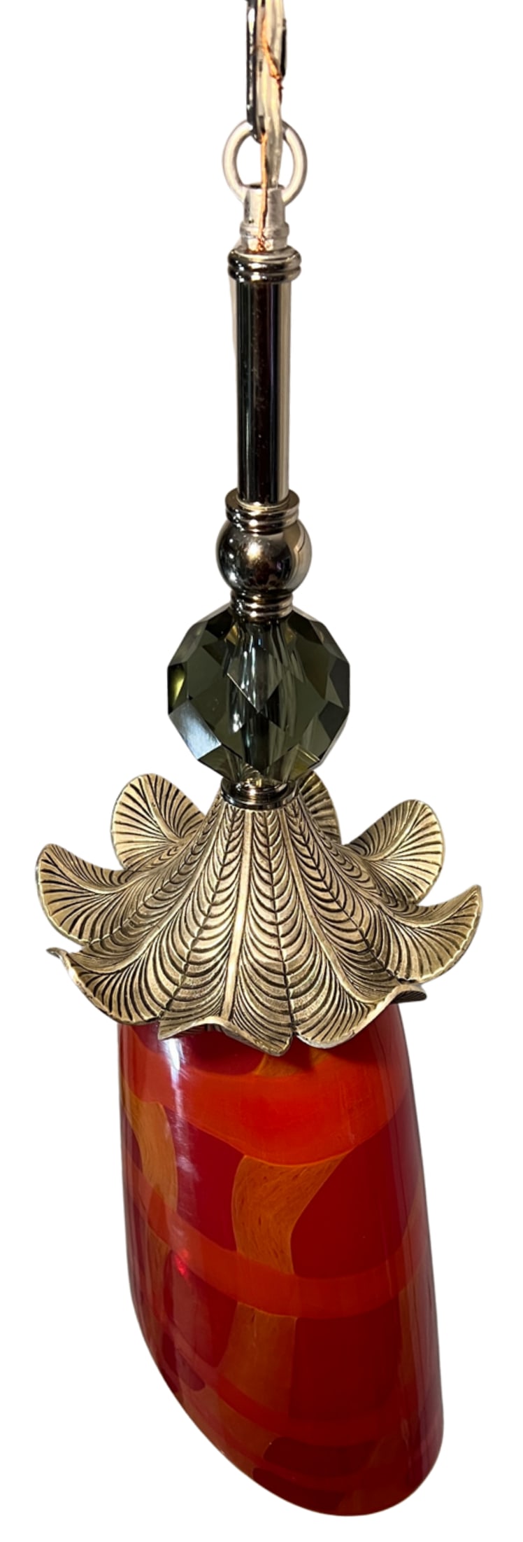 Late 20th Century Murano Orange Red Abstract Flower Bud Pendant Light - 7