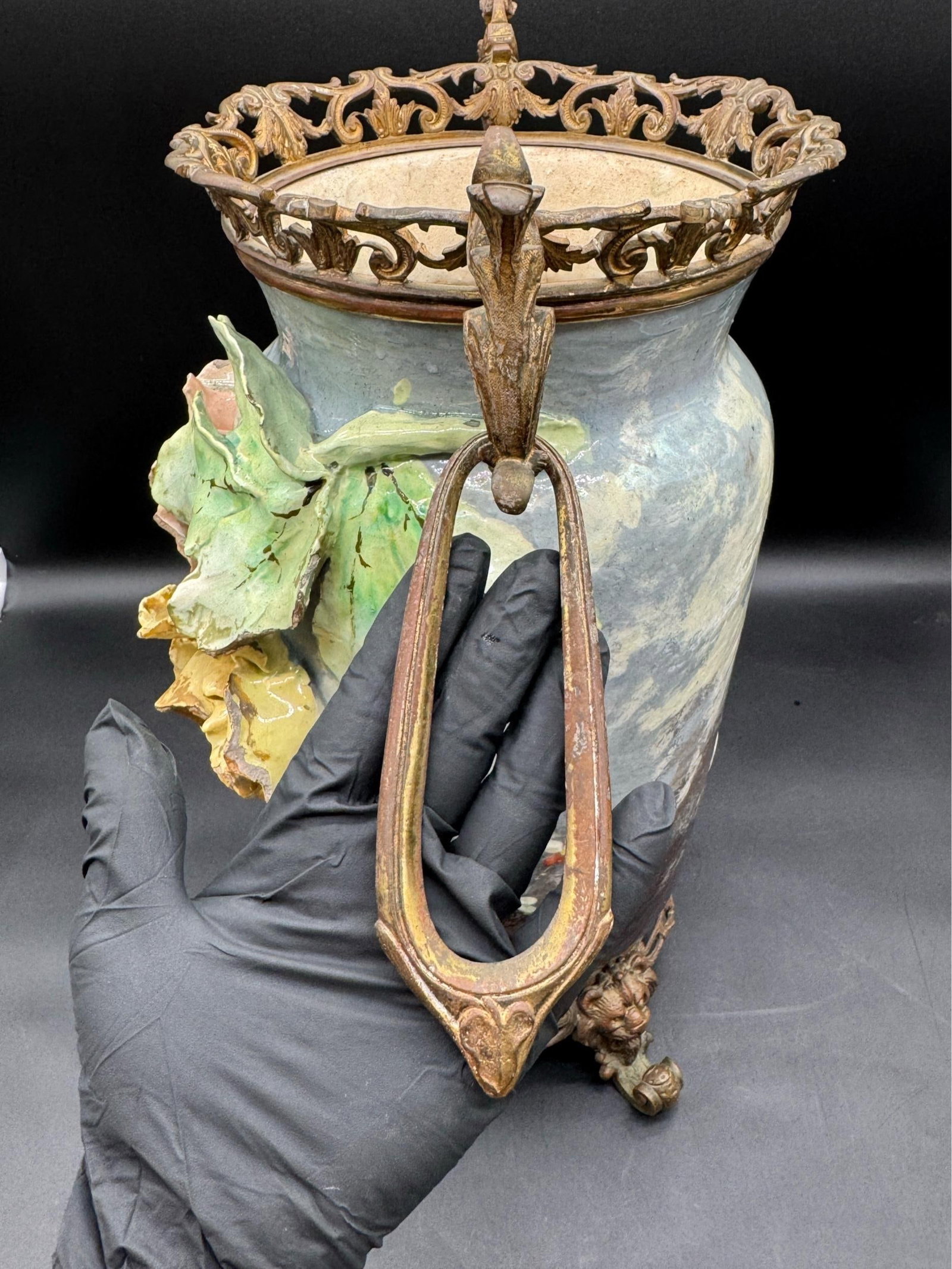 19th C French Barbitone Vase 17" H - 12