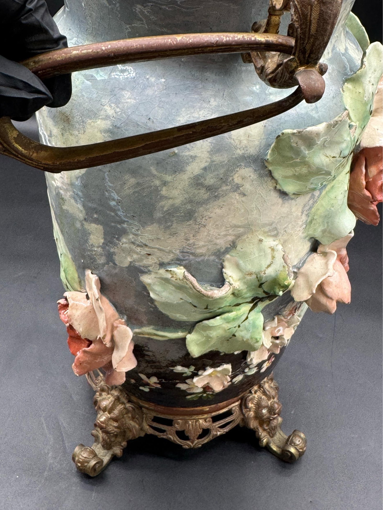 19th C French Barbitone Vase 17" H - 16