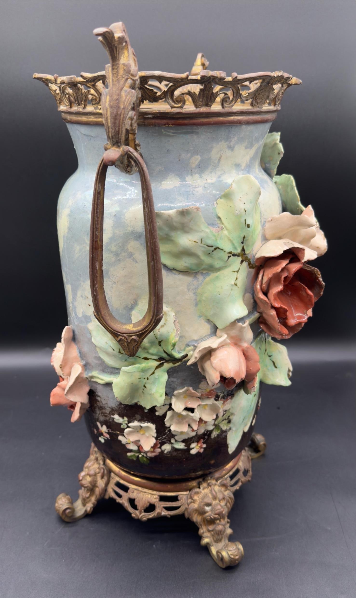19th C French Barbitone Vase 17" H - 2