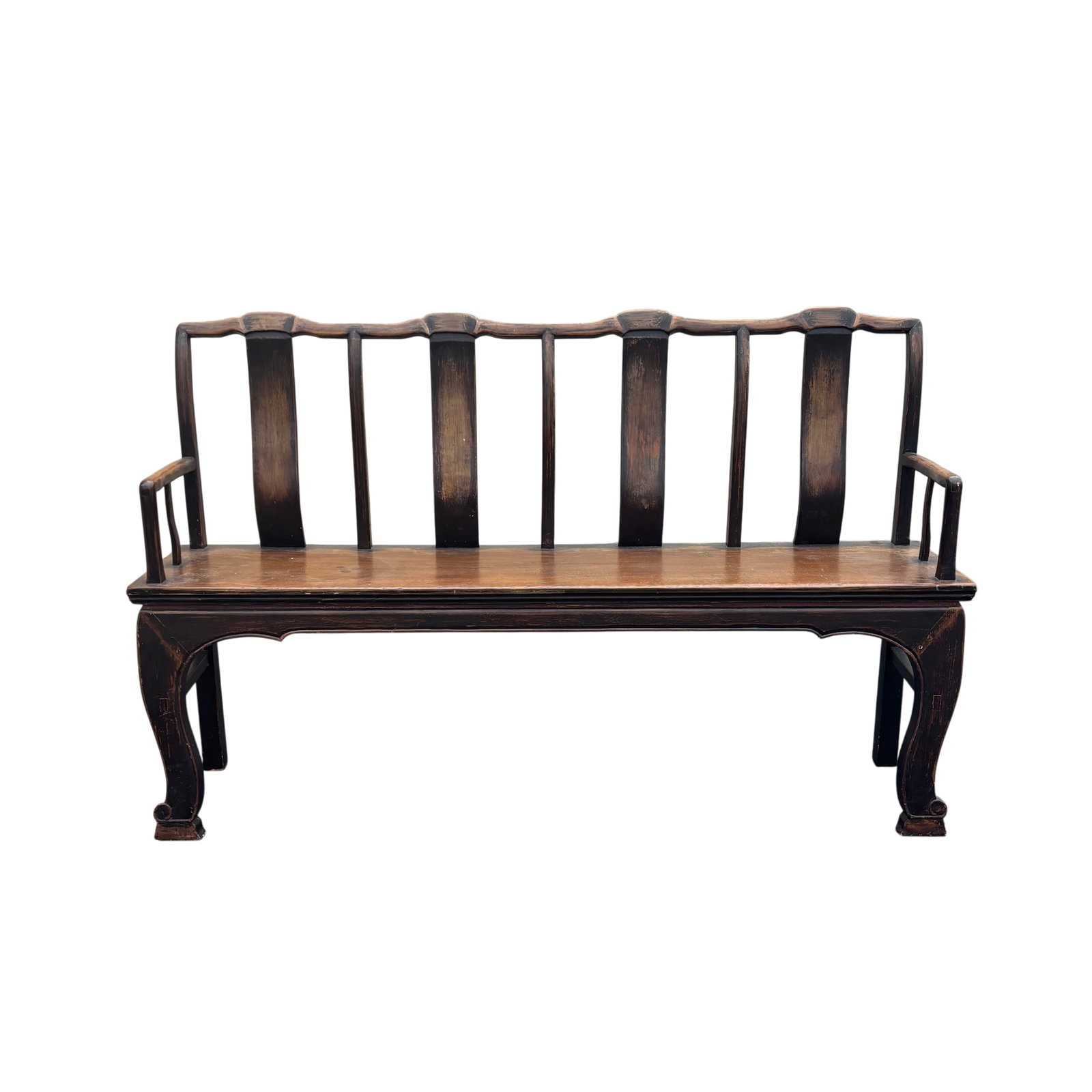 Antique Hand-Carved Solid Elmwood Bench for Mudroom, Entry or Bedroom - 10