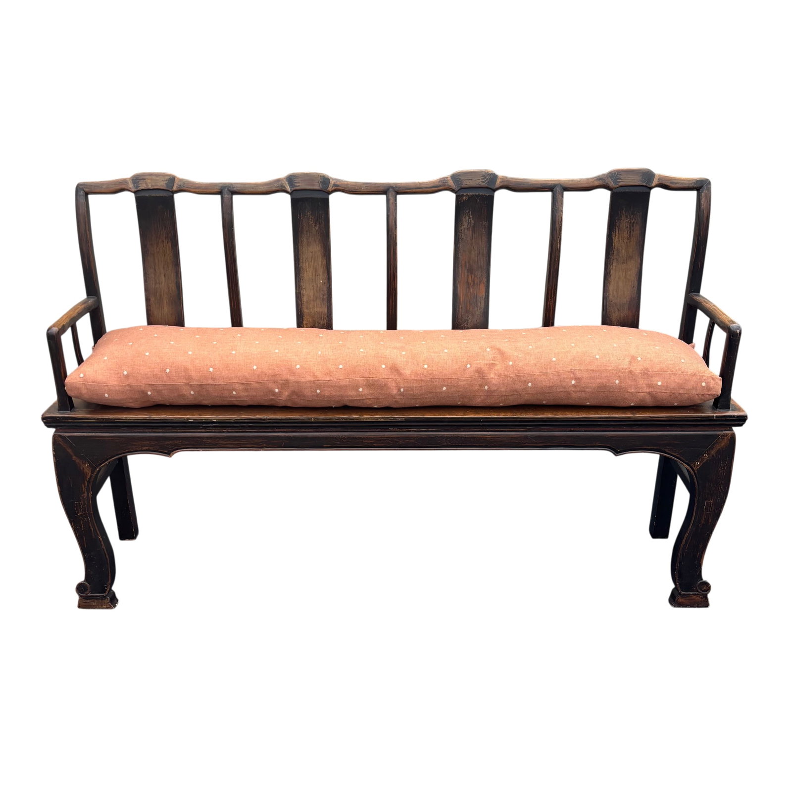 Antique Hand-Carved Solid Elmwood Bench for Mudroom, Entry or Bedroom - 7