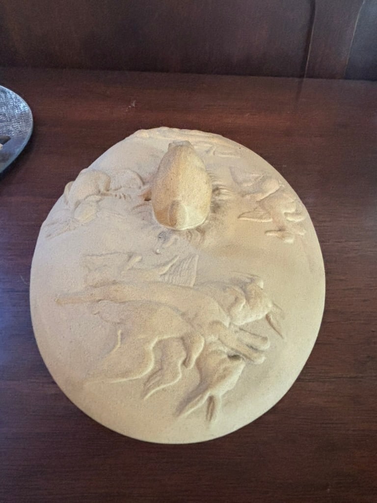Mid 20th Century Signed Wedgewood Cane Ware Game Pie Tureen or Serving Dish With Cover and Insert - 12