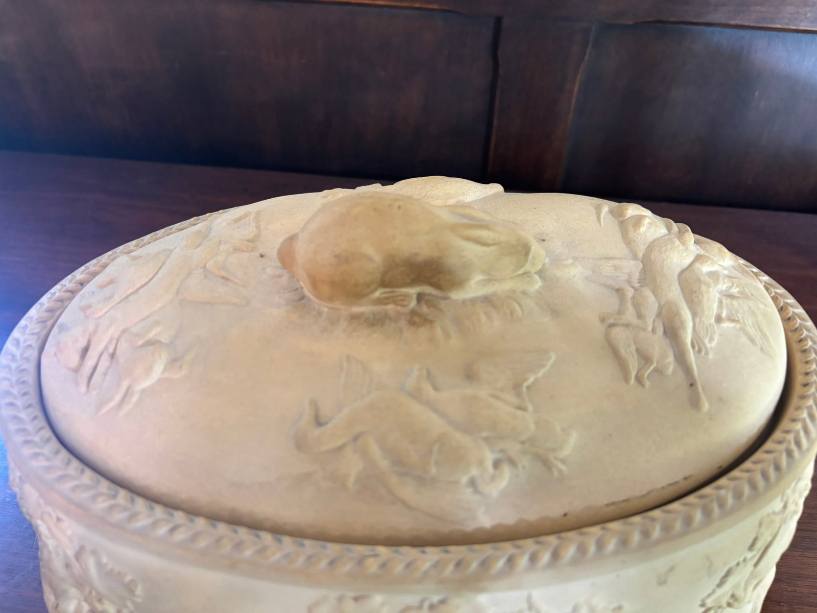 Mid 20th Century Signed Wedgewood Cane Ware Game Pie Tureen or Serving Dish With Cover and Insert - 15