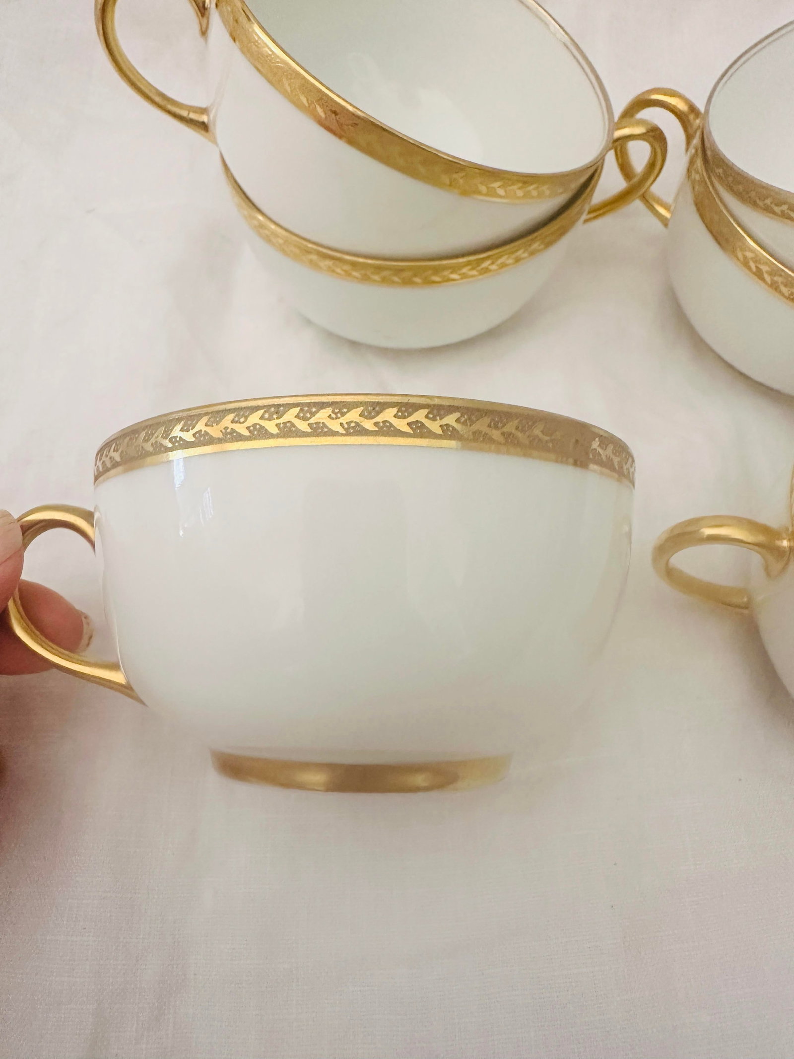 Vintage Set of 6 Vignaud Limoges Gold Rim Cups - 2