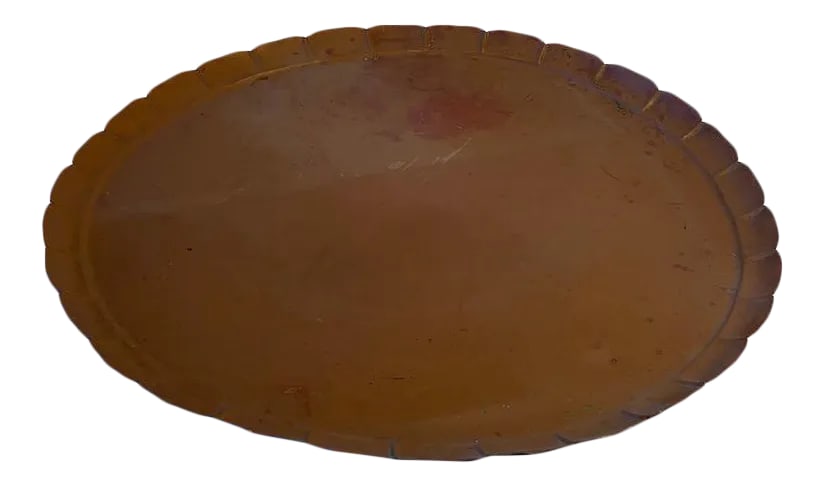 1945 Arts & Crafts Style Armenac Hairenian Large Copper Tray: Armenac Hairenian Exceptionally 23.25" Large Hand Crafted Copper Tray 1945. Signed "A. Hairenian 1945". Hairenian escaped the Armenia Genocide in 1916 making his way to San Francisco. Hairenian