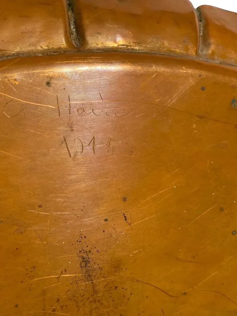 1945 Arts & Crafts Style Armenac Hairenian Large Copper Tray - 8