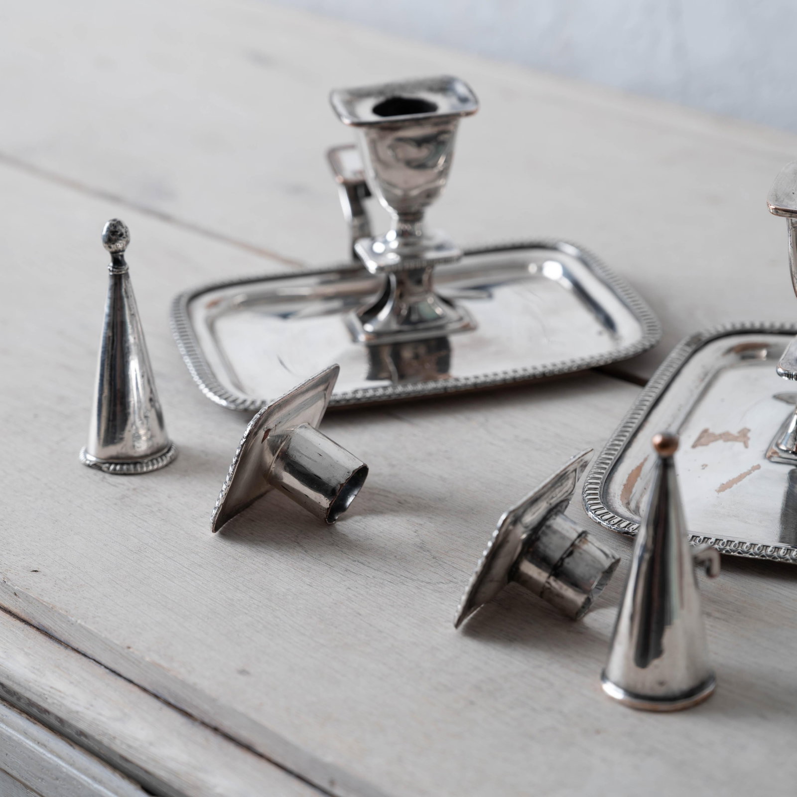 Pair of Old Sheffield Plate Chambersticks, c.1820 - 15