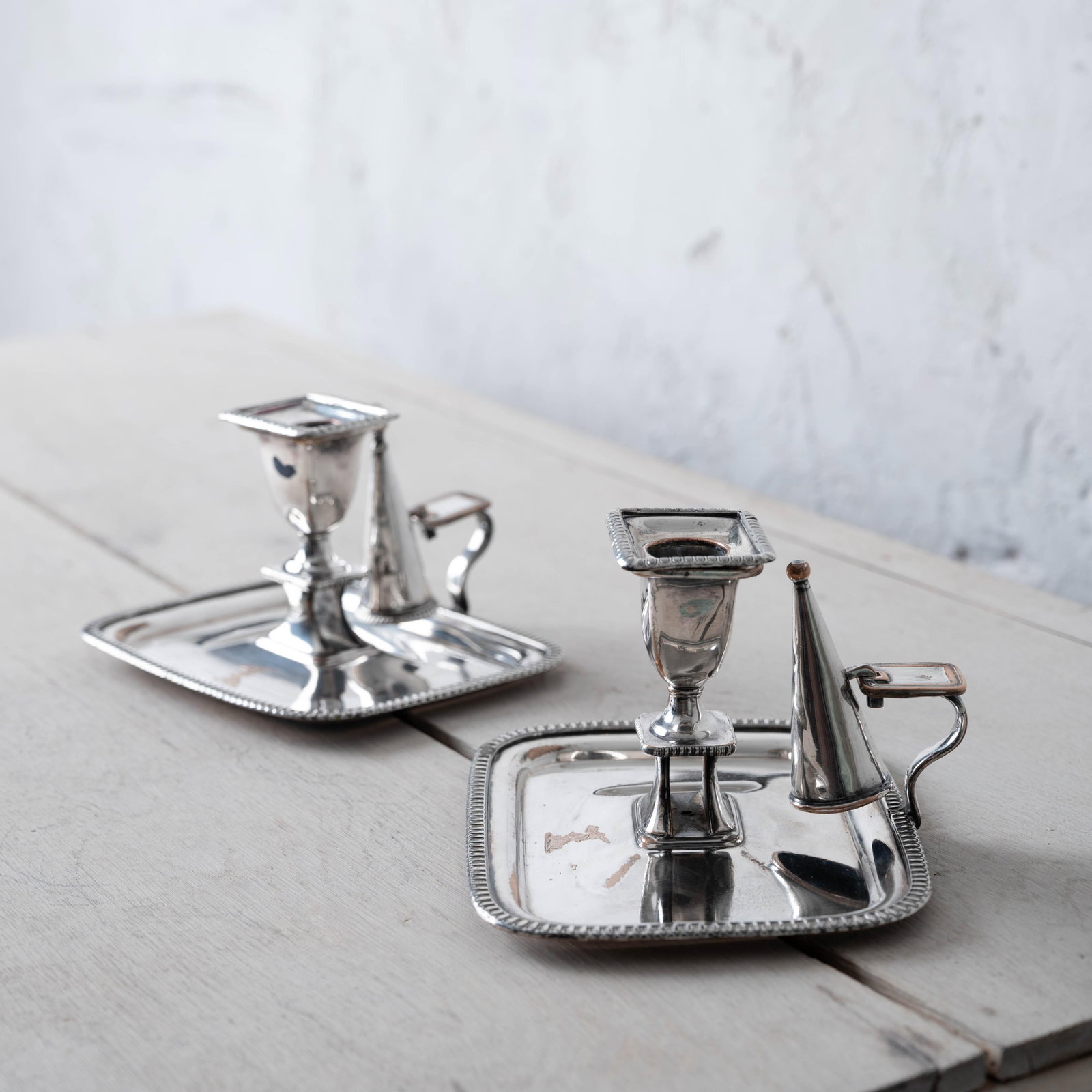 Pair of Old Sheffield Plate Chambersticks, c.1820 - 2