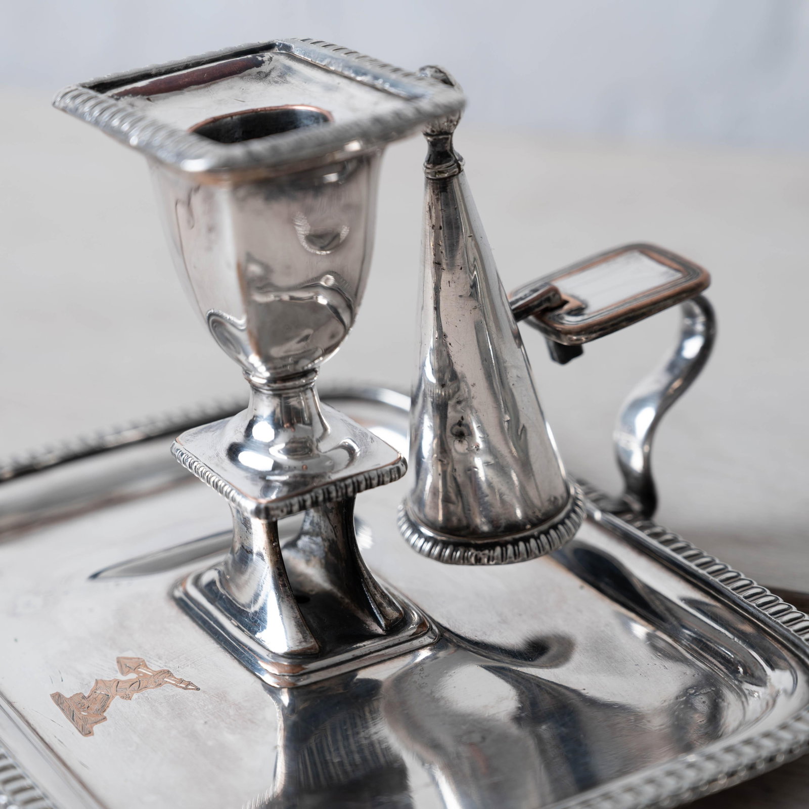 Pair of Old Sheffield Plate Chambersticks, c.1820 - 3