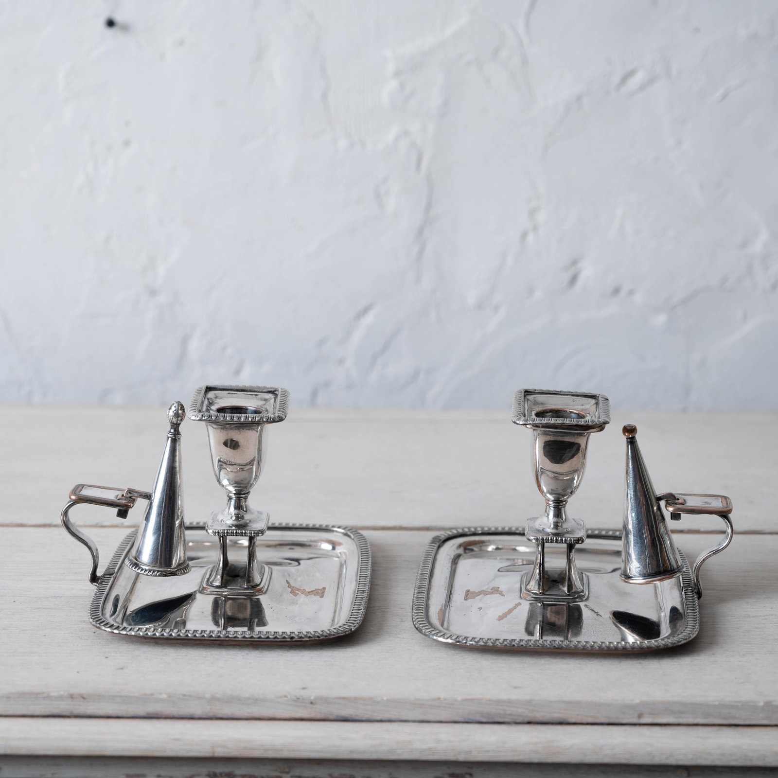 Pair of Old Sheffield Plate Chambersticks, c.1820 - 7