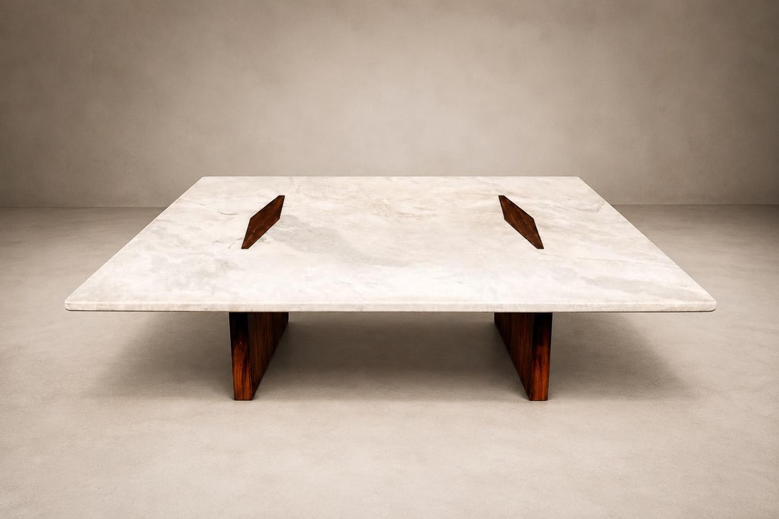 Limestone Coffee Table by Jorge Zalszupin in Rosewood & Marble, Brazil, 1959 - 16