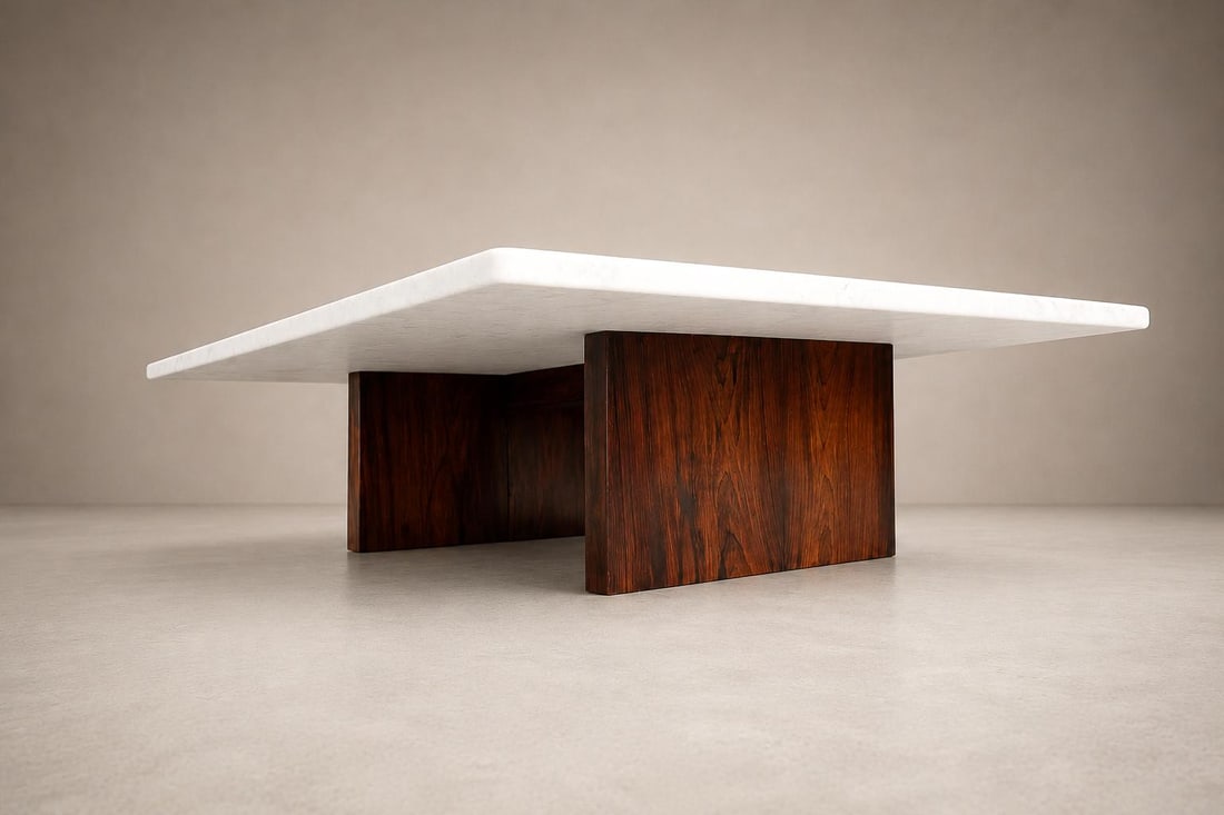 Limestone Coffee Table by Jorge Zalszupin in Rosewood & Marble, Brazil, 1959 - 8