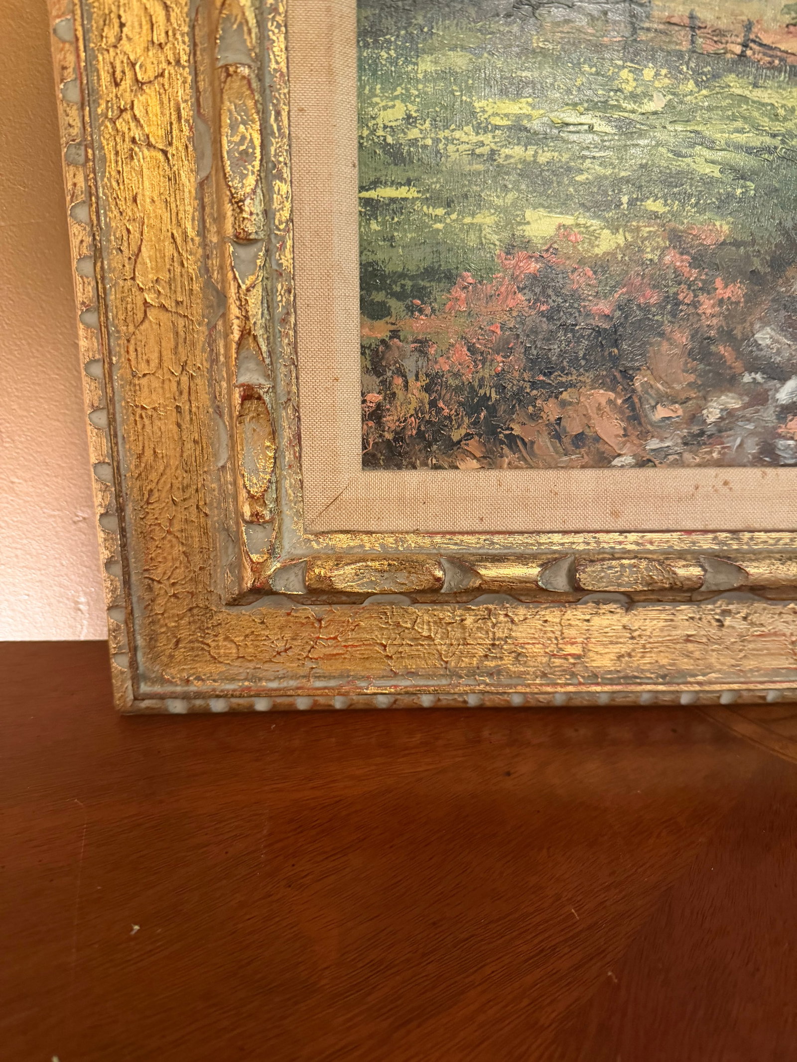 Vintage D. Snyder Dual-Signed Impasto Landscape Painting in Ornate Gallery Frame - 11