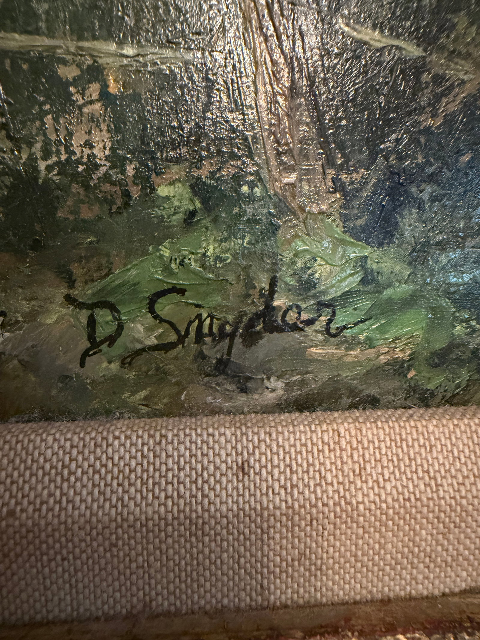 Vintage D. Snyder Dual-Signed Impasto Landscape Painting in Ornate Gallery Frame - 13