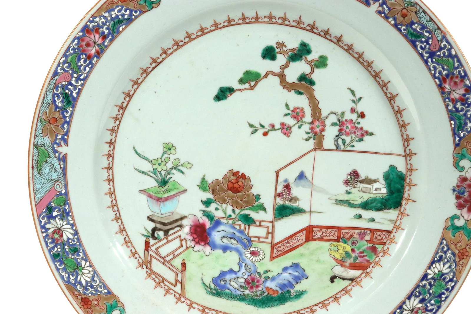18th-Century Chinese Export Porcelain Famille Rose "˜Garden' Dishes - a Pair - 10