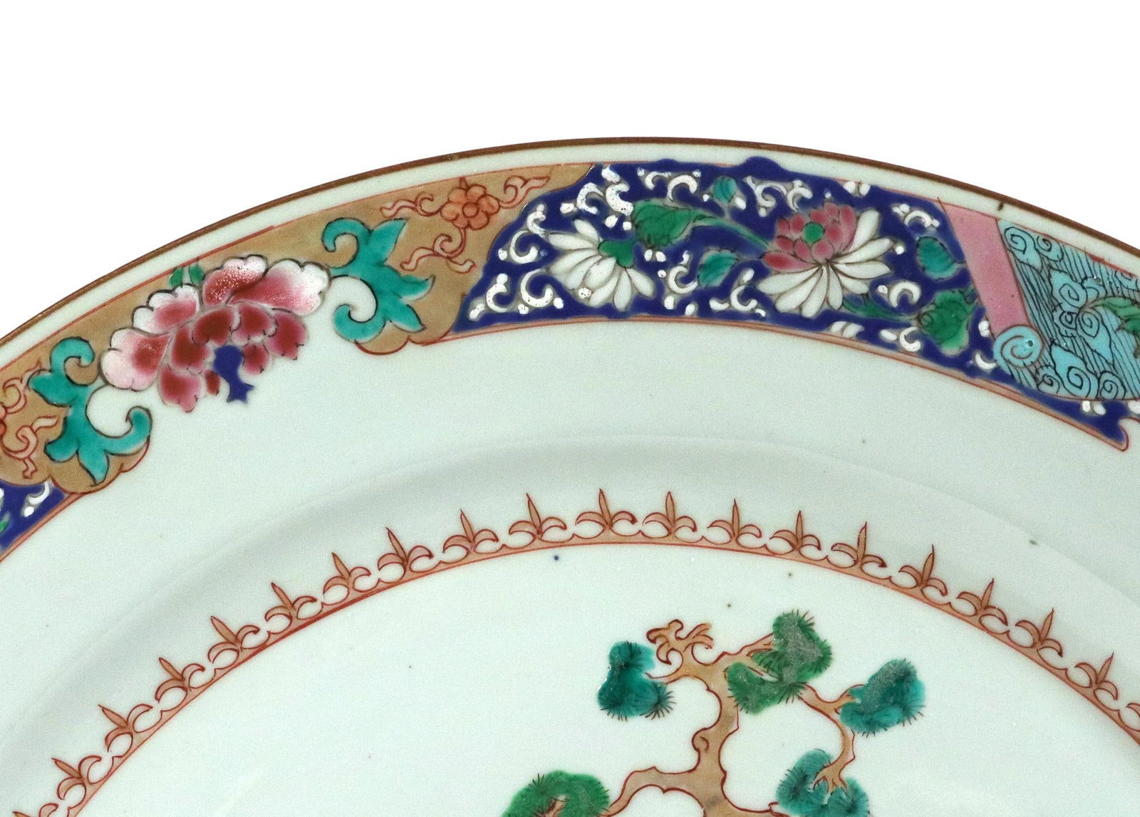 18th-Century Chinese Export Porcelain Famille Rose "˜Garden' Dishes - a Pair - 2