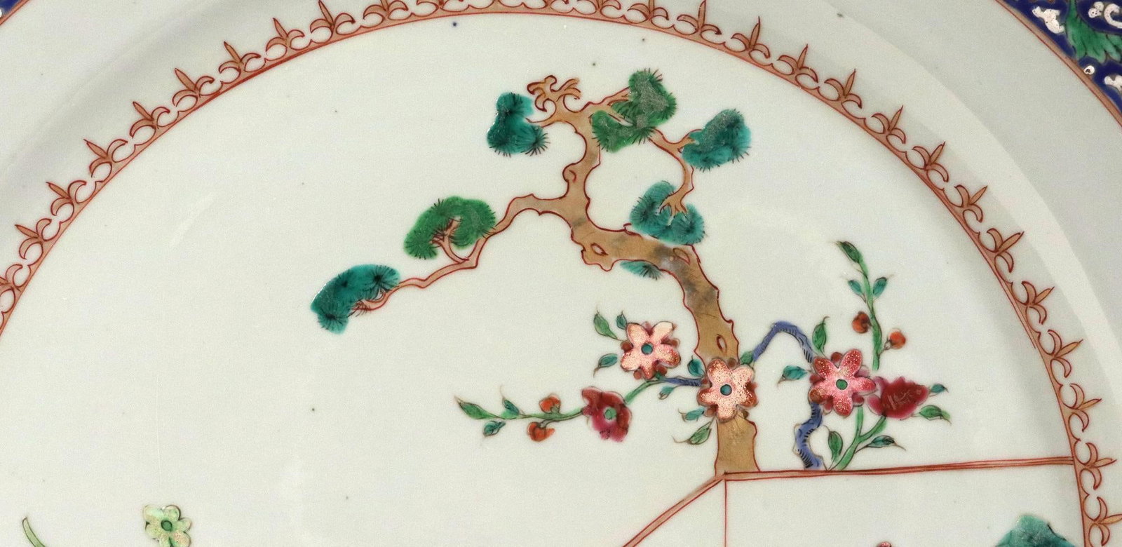 18th-Century Chinese Export Porcelain Famille Rose "˜Garden' Dishes - a Pair - 3