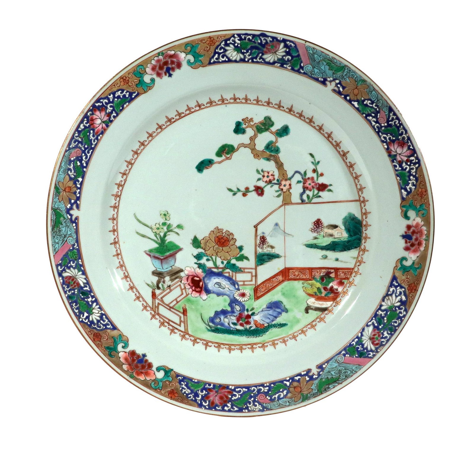 18th-Century Chinese Export Porcelain Famille Rose "˜Garden' Dishes - a Pair - 4
