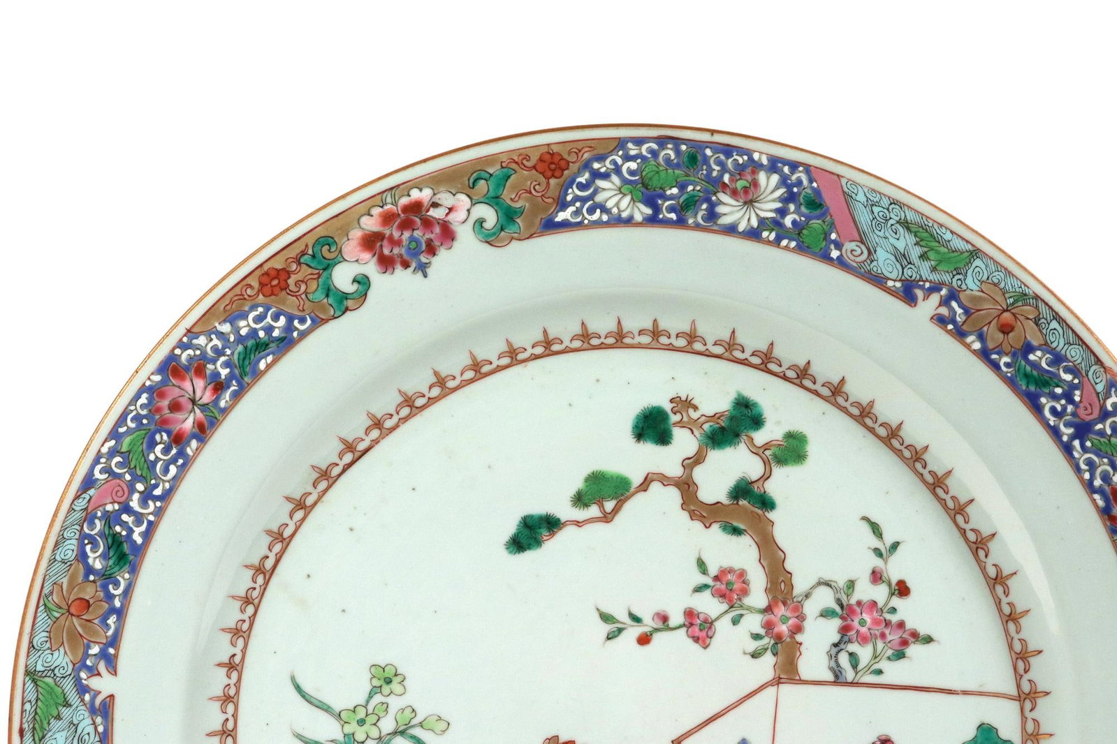 18th-Century Chinese Export Porcelain Famille Rose "˜Garden' Dishes - a Pair - 9