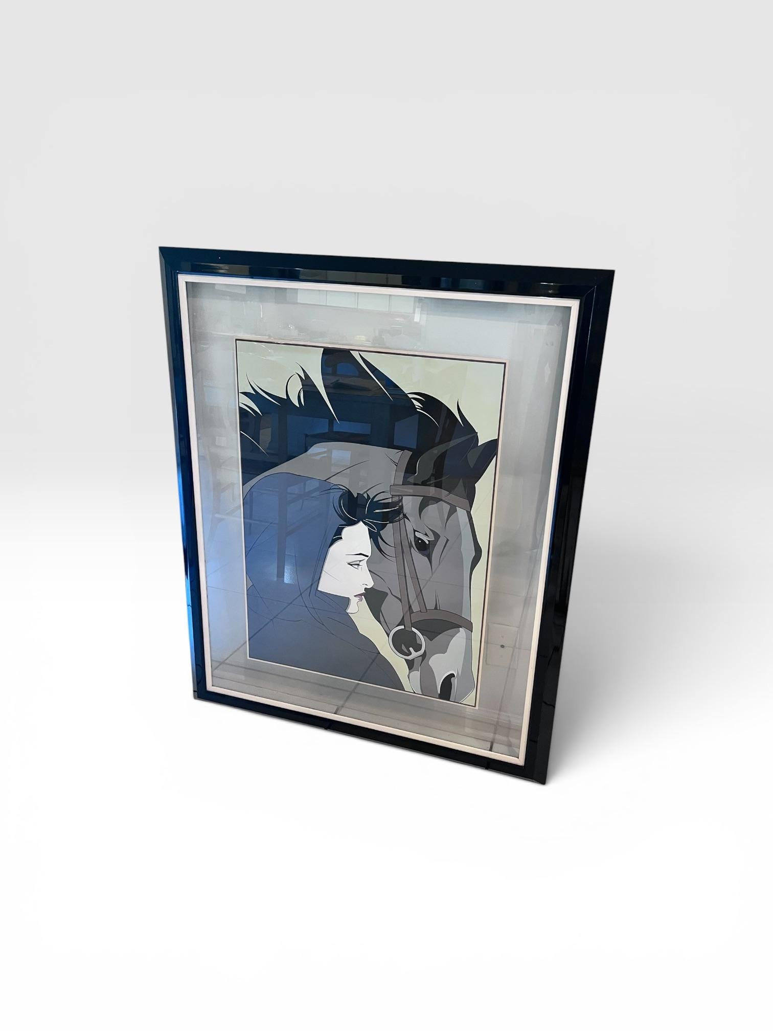 1980s Patrick Nagel "Woman With Horse" Commemorative Serigraph | Float Mounted Between Glass - 4