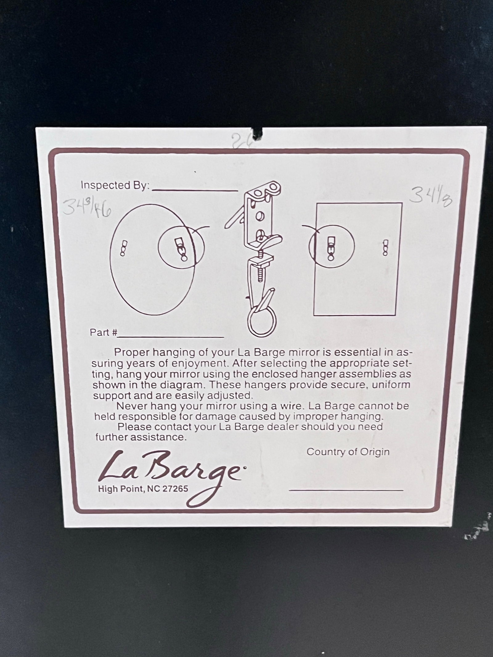 Vintage La Barge Gilt Beveled Wall Mirror 45.50" H X 27.50" W - 10