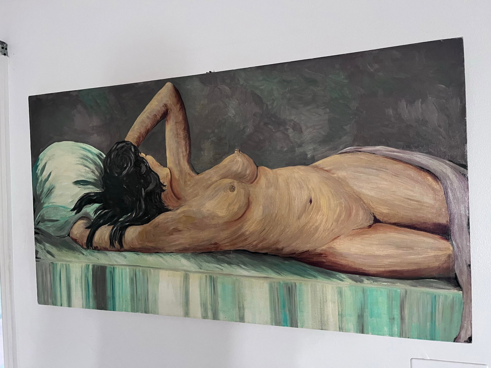 Large Mid-Century Modern Reclining Nude Oil Painting, Circa 1950s - 2