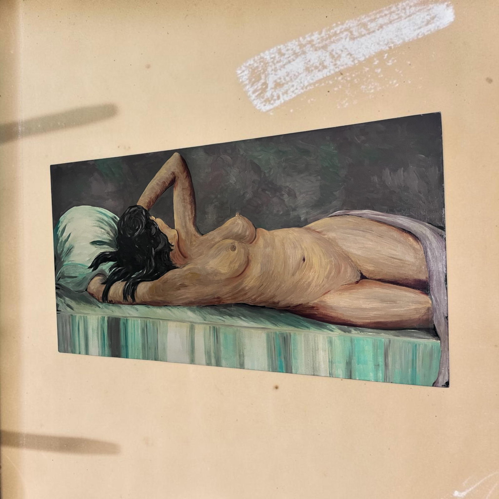Large Mid-Century Modern Reclining Nude Oil Painting, Circa 1950s - 4