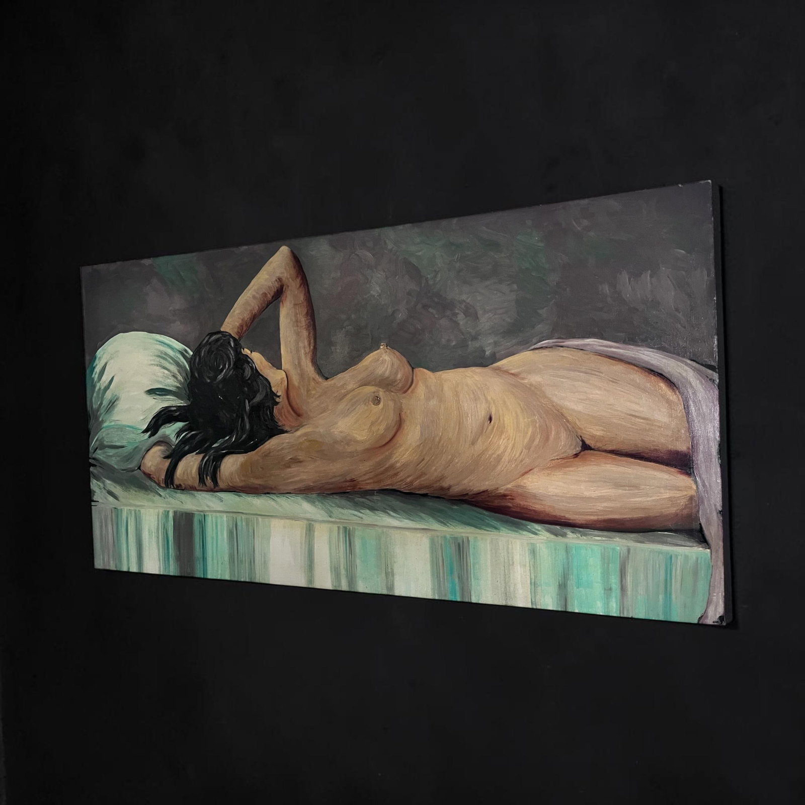 Large Mid-Century Modern Reclining Nude Oil Painting, Circa 1950s - 5