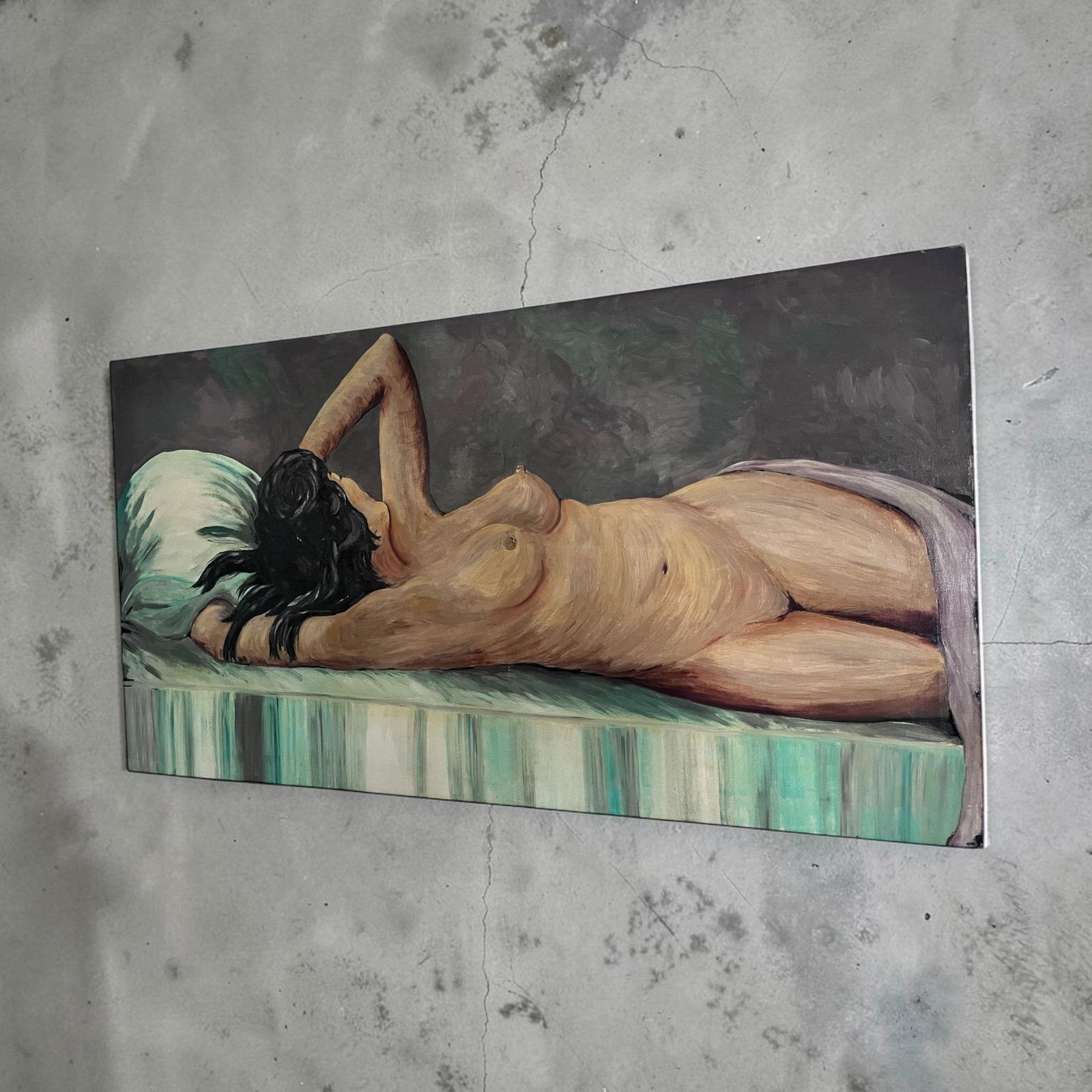 Large Mid-Century Modern Reclining Nude Oil Painting, Circa 1950s - 6