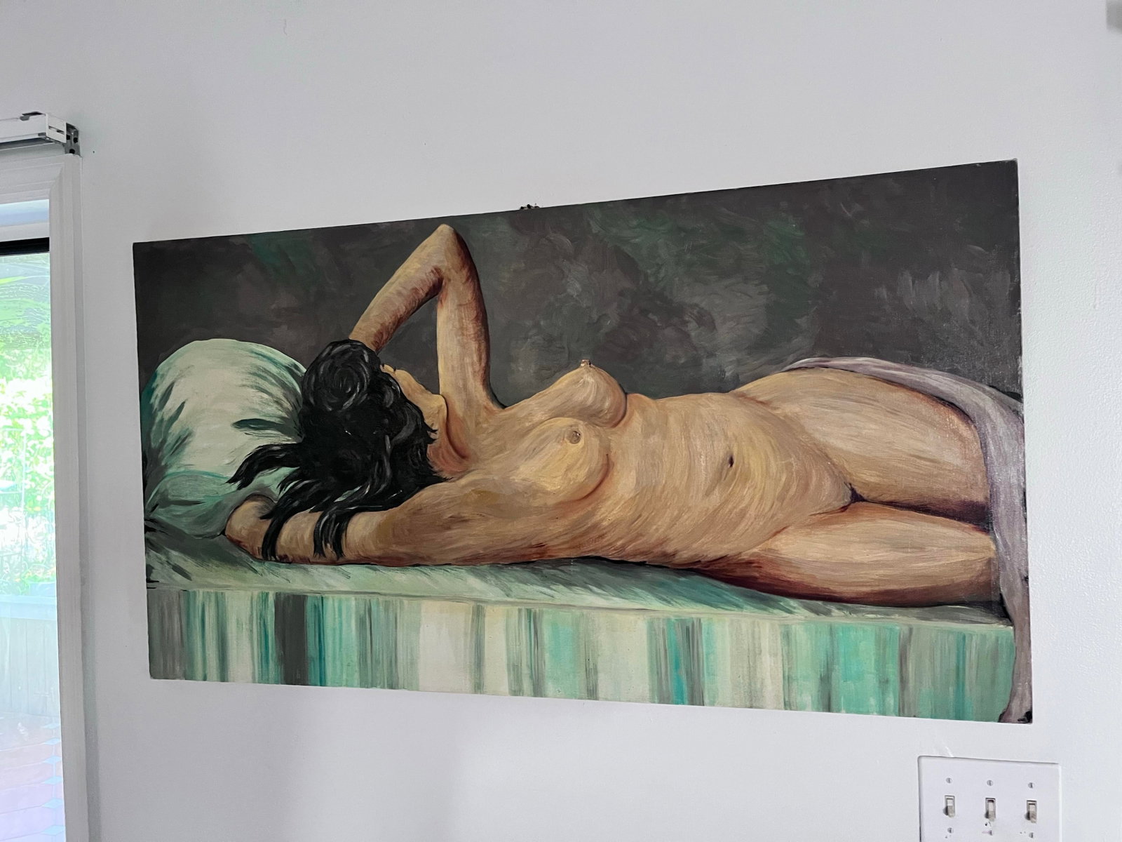 Large Mid-Century Modern Reclining Nude Oil Painting, Circa 1950s - 8