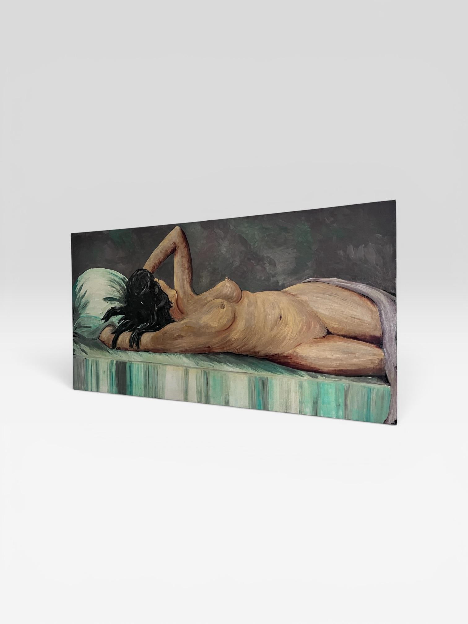 Large Mid-Century Modern Reclining Nude Oil Painting, Circa 1950s - 9