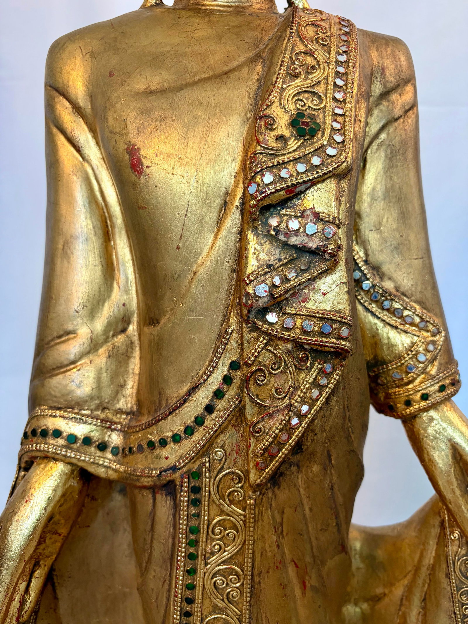 Early 20th Century Burmese Mandalay Standing Gilt Wood Buddha Sculpture - 5