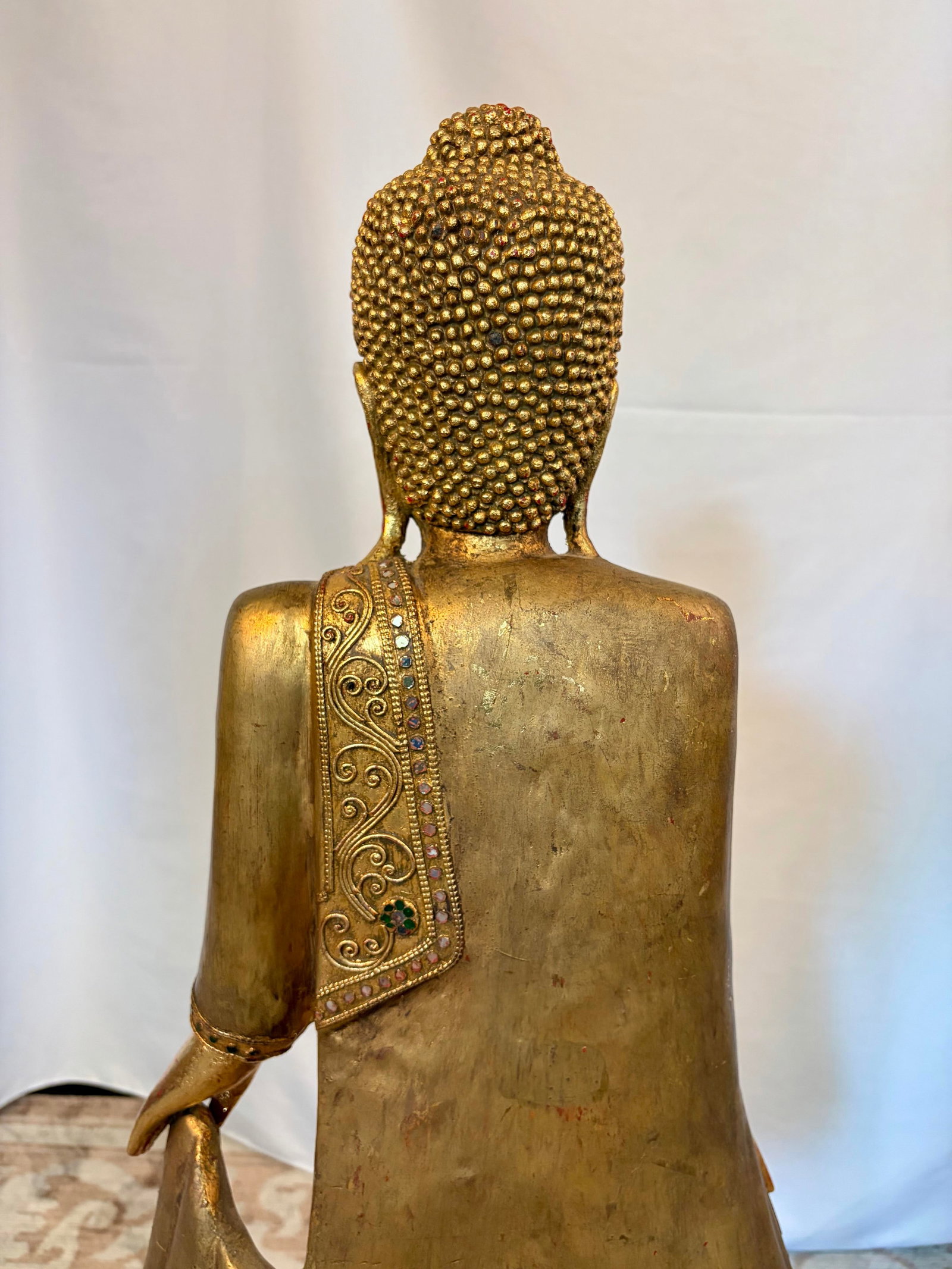 Early 20th Century Burmese Mandalay Standing Gilt Wood Buddha Sculpture - 9